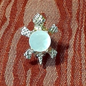 TURTLE BROOCH/PIN With Faux Pearl VINTAGE COLLECTABLE
